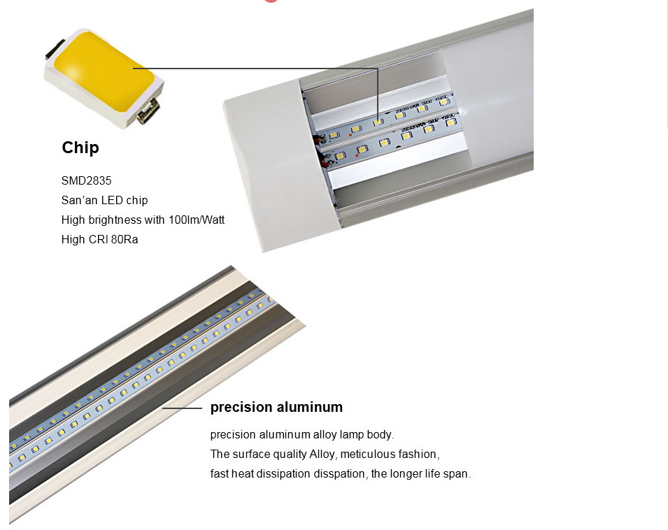 Aluminum Slim 1ft 2ft 3ft 4ft 5ft 9w 18w 36w 48w Led Linear Light Fixtures led batten light for Supermarket
