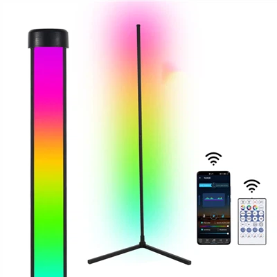 Fón Cliste APP Nó Cianda Lampa Cúinne 140cm Buan RGB stiúir Solas Urlár